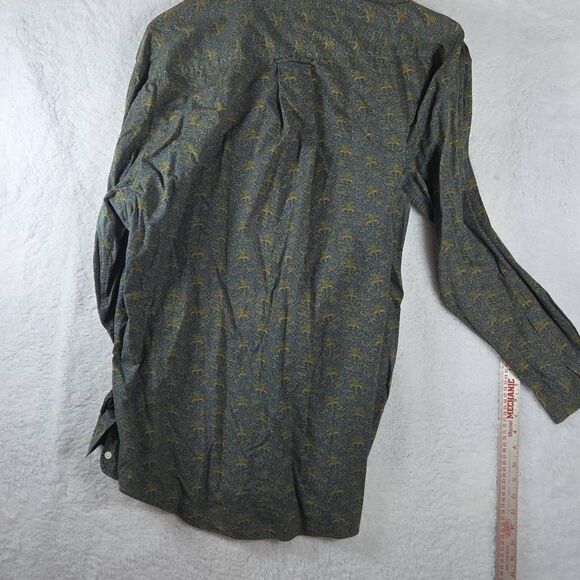 Nautica Men's Filigree Floral Long Sleeve Button-down Shirt Blue Yellow XL - Picture 5 of 6